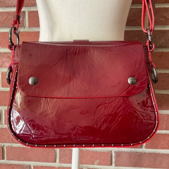 Zadig & Voltaire Kate Wrinkle Burgundy Patent Leather Crossbody Shoulder Bag NWT - Picture 8 of 16